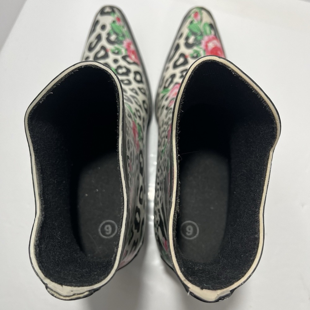 Corkys Leopard Floral Rain Boots Women's Western Cowboy Booties Waterproof Sz 9 - Picture 4 of 8